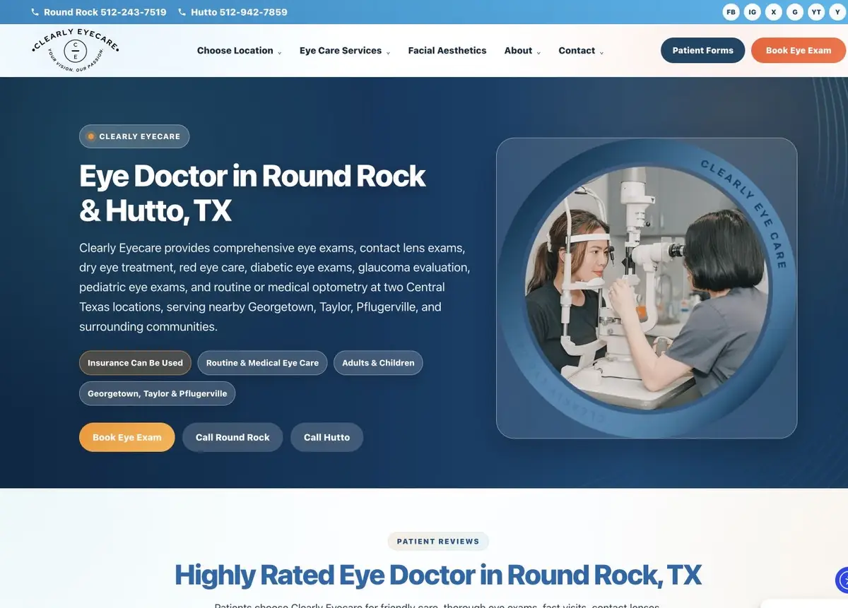 home 29 Clearly EyeCare website designed by The Omni Shot