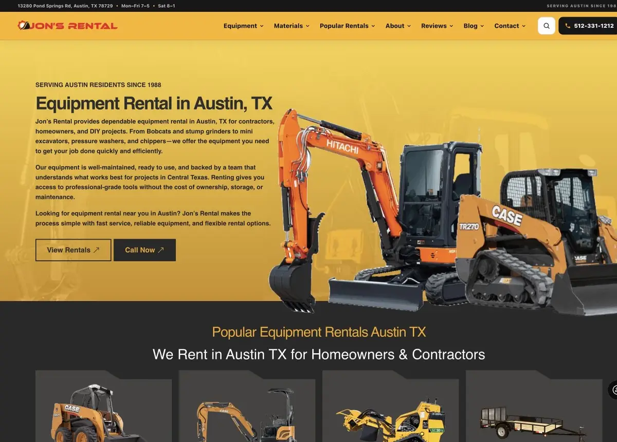 home 33 Jon’s Rental website designed by The Omni Shot