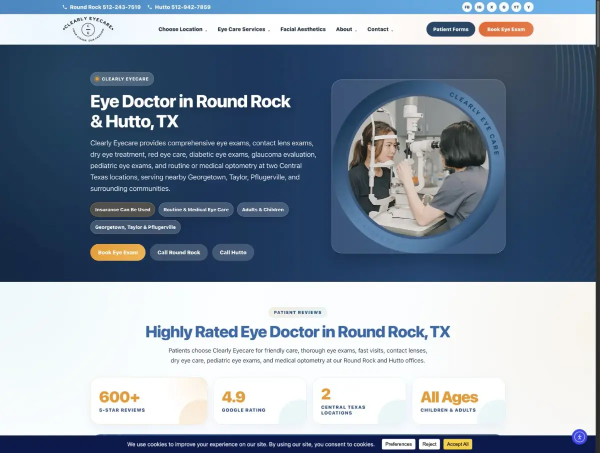 home 30 Clearly EyeCare website